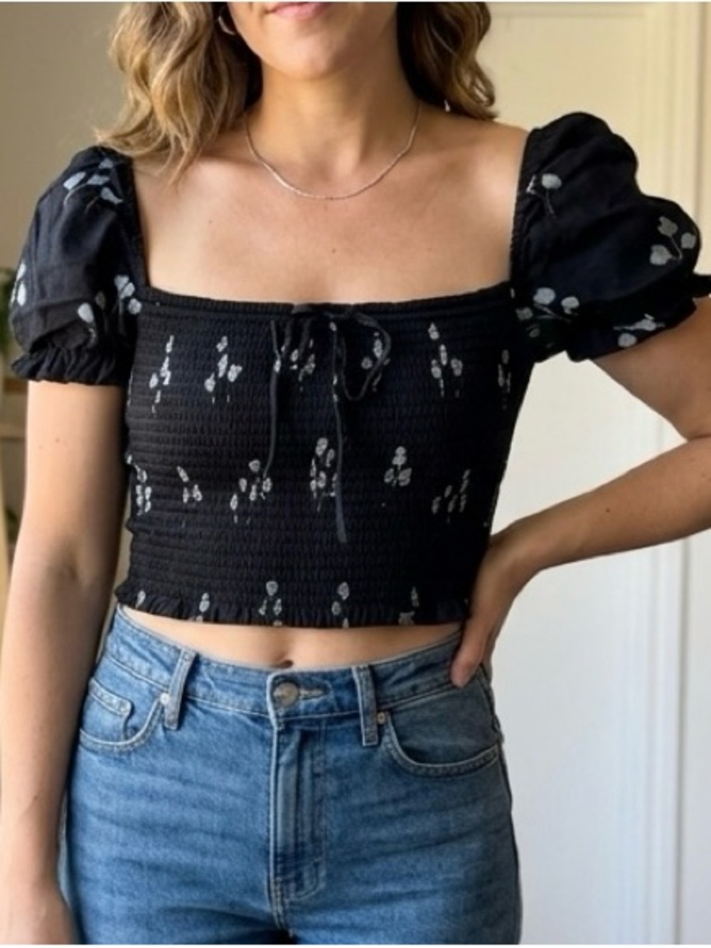 Wilfred Square-Neck Puff Sleeve Top